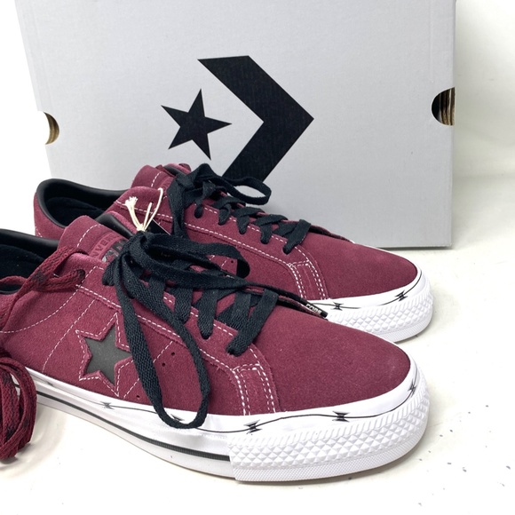 Converse One Star Pro OX Shoes Low Men's Sneakers Skate Suede Bordeaux A05091C - Picture 8 of 11